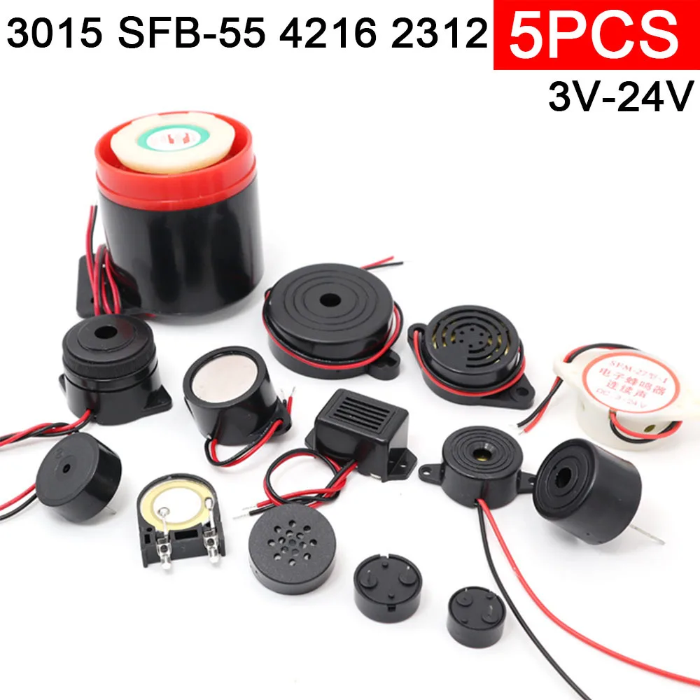 SFB55 High Decibel Active Buzzer 3015 SFB-55 4216 2312 3V-24V Alarm Electronic Buzzer Beep Alarm Continuous Intermittent Sound