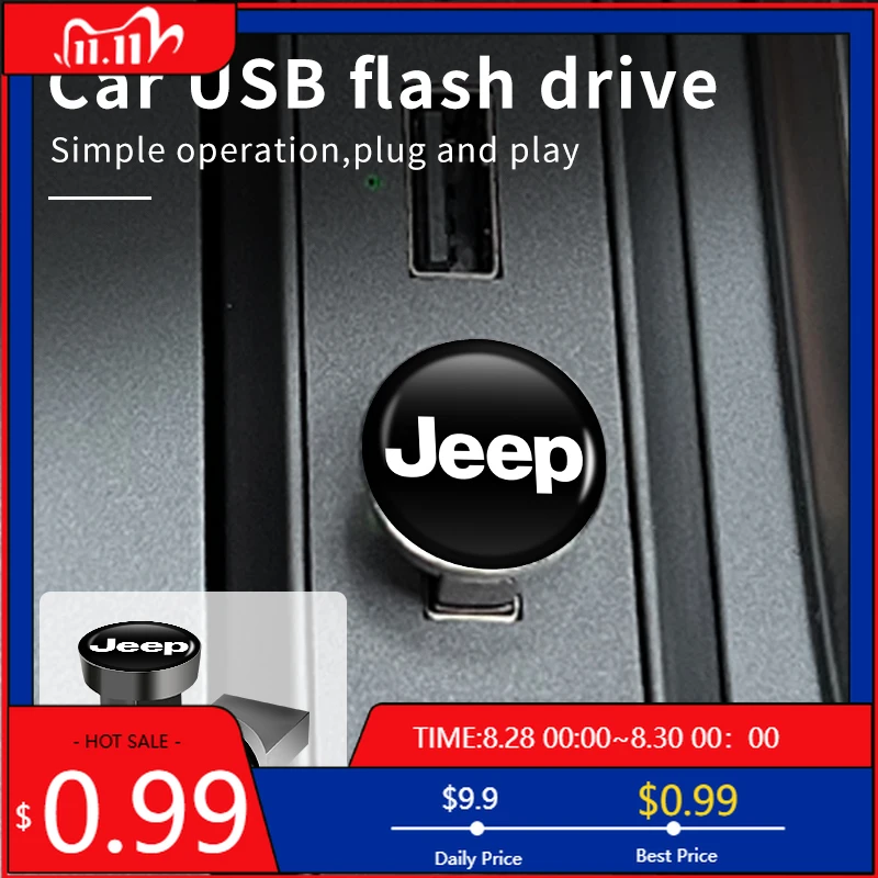 Porta-copos 16 32 64 GB Mini carro U Disk Pendrive USB Flash Drive para Jeep Renegade Grand Cherokee Compass Patriot Wrangler Liber