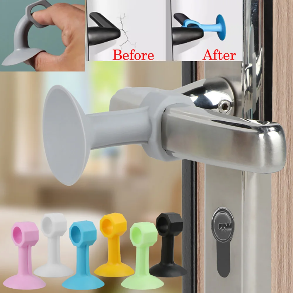 Soft Silicone Mute Anti-Collision Door Stopper Suction Cup Type Doors Handle Cover Furniture Wall Protection Pad Doorknob Bumper