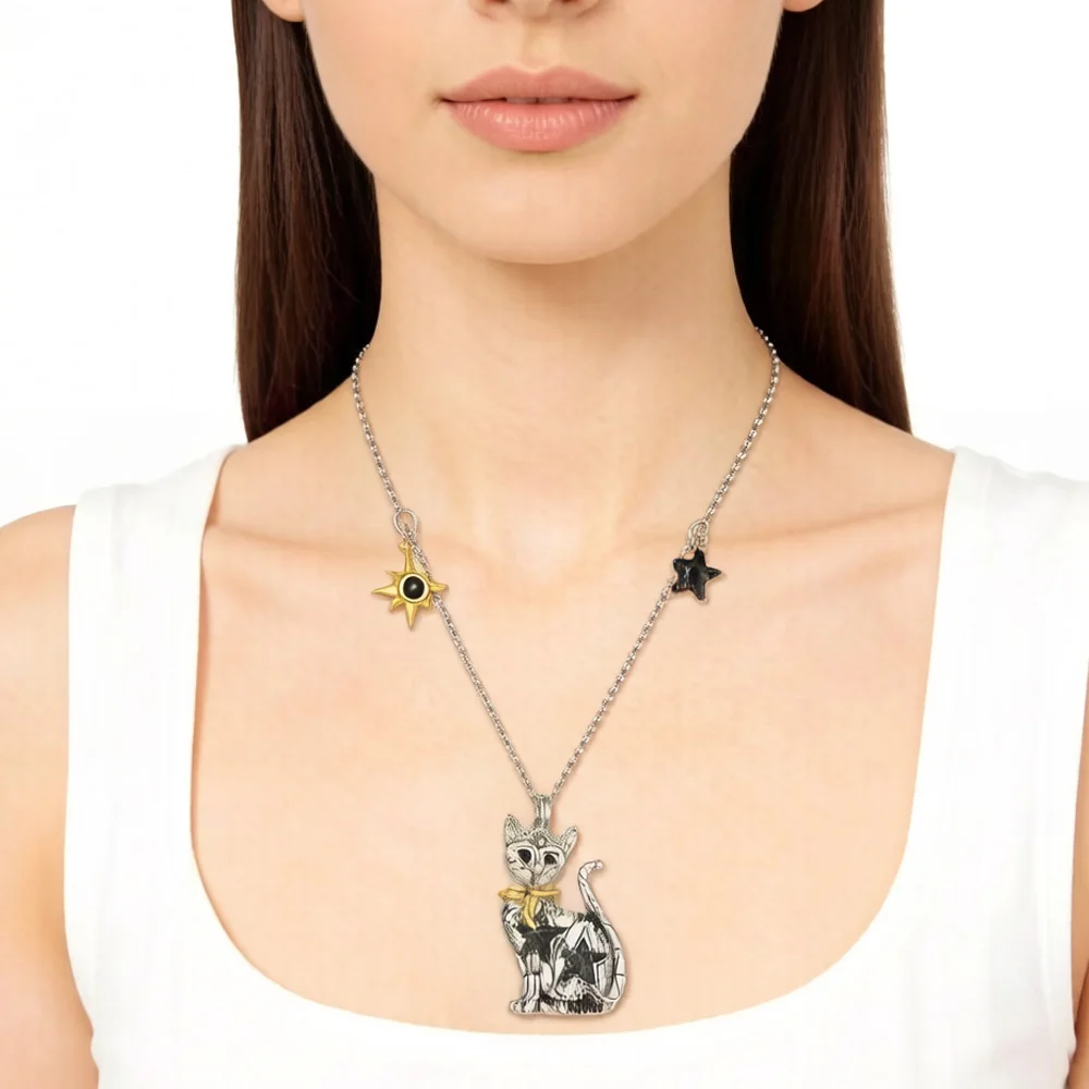 Pendant Necklace Magic Cat,Brand New Fashion Jewelry Europe 925 Sterling Silver Gift For Women