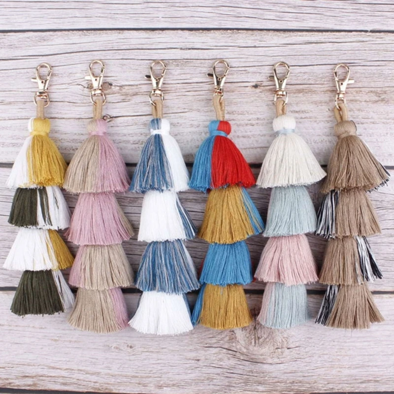 Elegant Tassels Keychain Giveaway Charm Schoolbag Phone Pendant Stylish Tassels Keychain Ornament Pastel Color