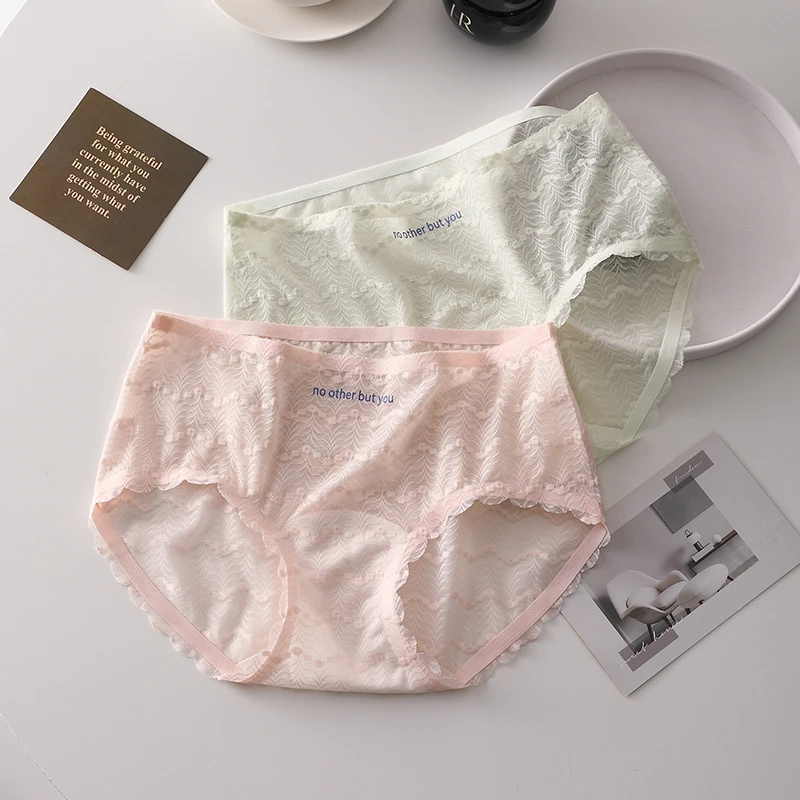 3Pcs Women Underpants Underwear Lady Fashion Lace Triangular Panties Set Pack Women's Lingerie Transparent Linergie Sexy Briefs