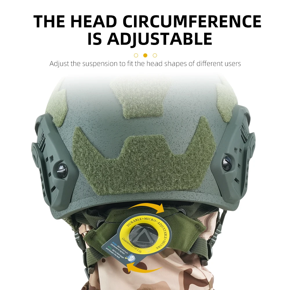 BOOIU Casco balistico tattico veloce Casco di sicurezza protettivo esterno in fibra di vetro SF taglio alto Casco con sospensione Wendy's