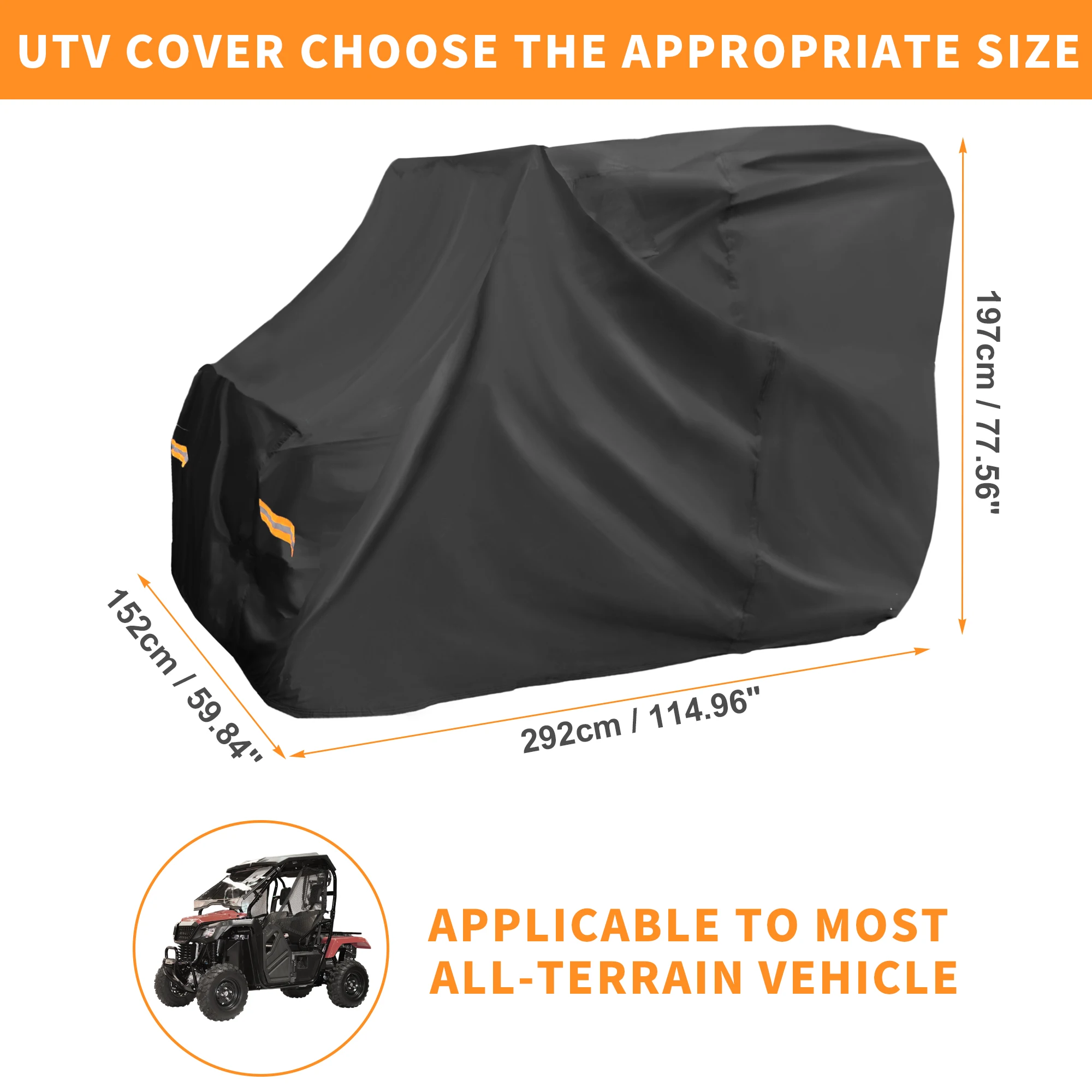 X Autohaux UTV Cover for Honda Pioneer 700 Waterproof Side by Side Cover Outdoor Rain Storage Protection 210D-PU 292x152x197cm