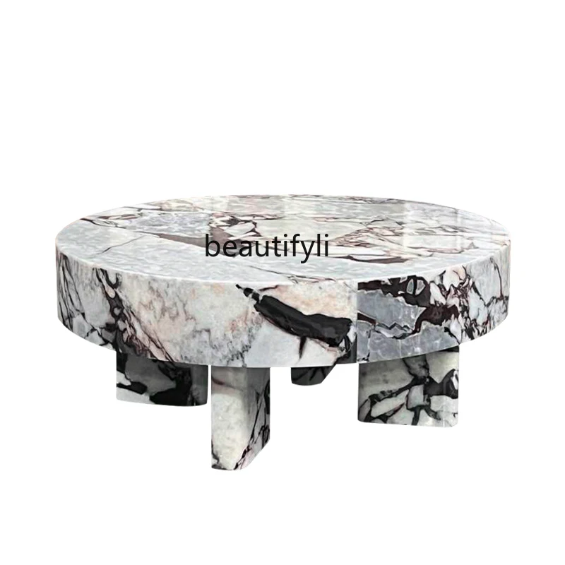 Italian minimalist natural ocean storm elephant white marble luxury stone coffee table high-end living room designer