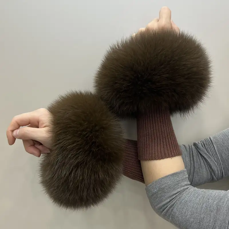 Real Fox Fur Cuffs Arm Warmer Women Bracelet Fur Wristband Glove Warmer Wrist Warmer Coat Jacket Boots Warm Accessories - Image 14