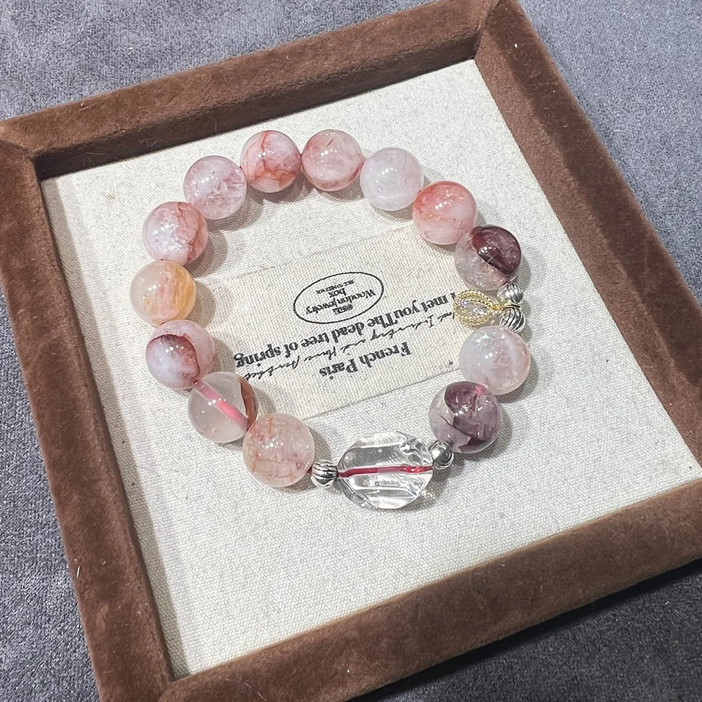 12MM red stone, tiger's eye stone, niche light luxury, exquisite chalcedony beaded loose bead bracelet, high-end fashion bracele