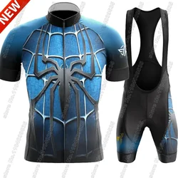cycling Jersey Spiderful 2024 Set Short Sleeve Men Clothing Kits Red Blue Road Bike Shirt Suit Bicycle Bib Shorts MTB Maillot