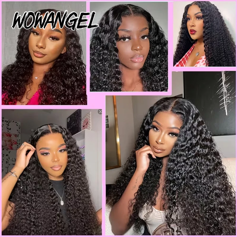 WOWANGEL 250 Density Curly Wigs 13x6 HD Lace Frontal Wig 100% Human Hair Pre Plucked Water Wave Wigs For Women Brazilian Hair view 5