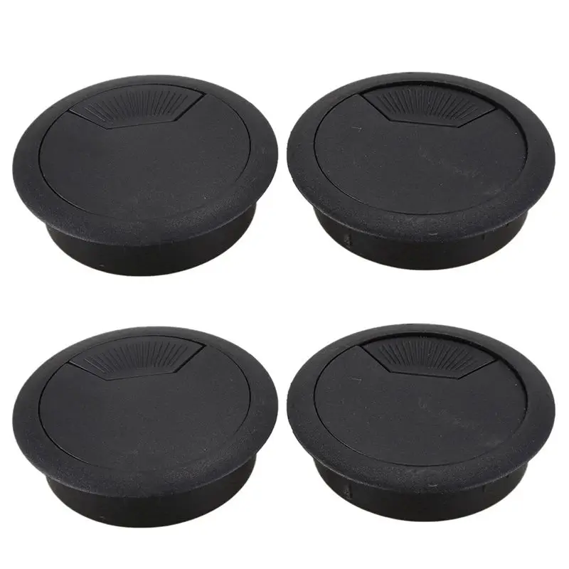 AEF4-4 Pcs 50Mm Diameter Desk Wire Cord Cable Grommets Hole Cover Black