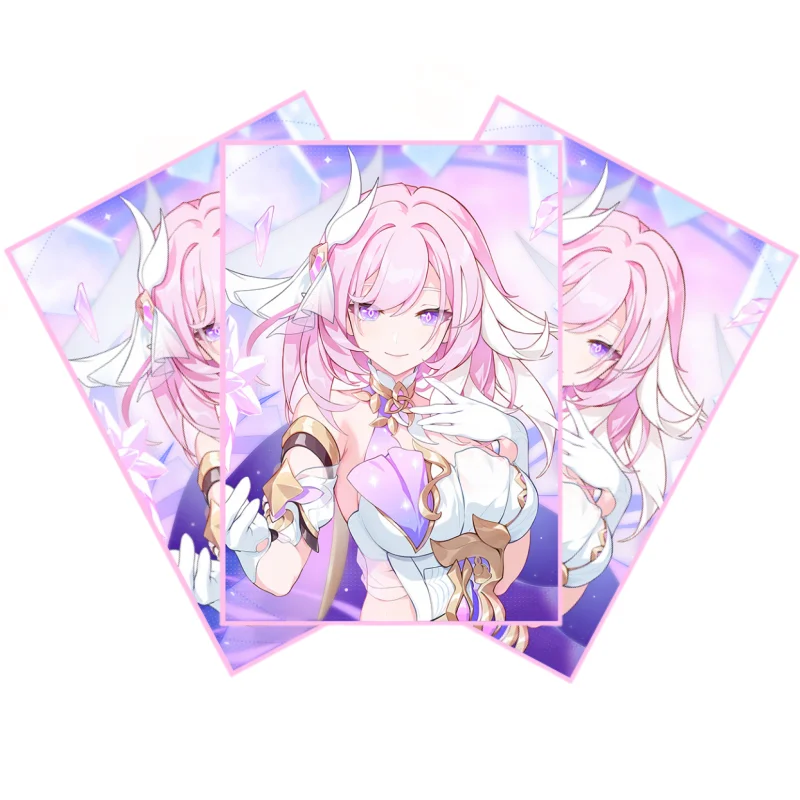 60Pcs/Set ACG Cards Sleeve Honkai Impact 3 Elysia Self Made Anime Game Characters ACG DIY Colorful Cards Protective Cover Toys