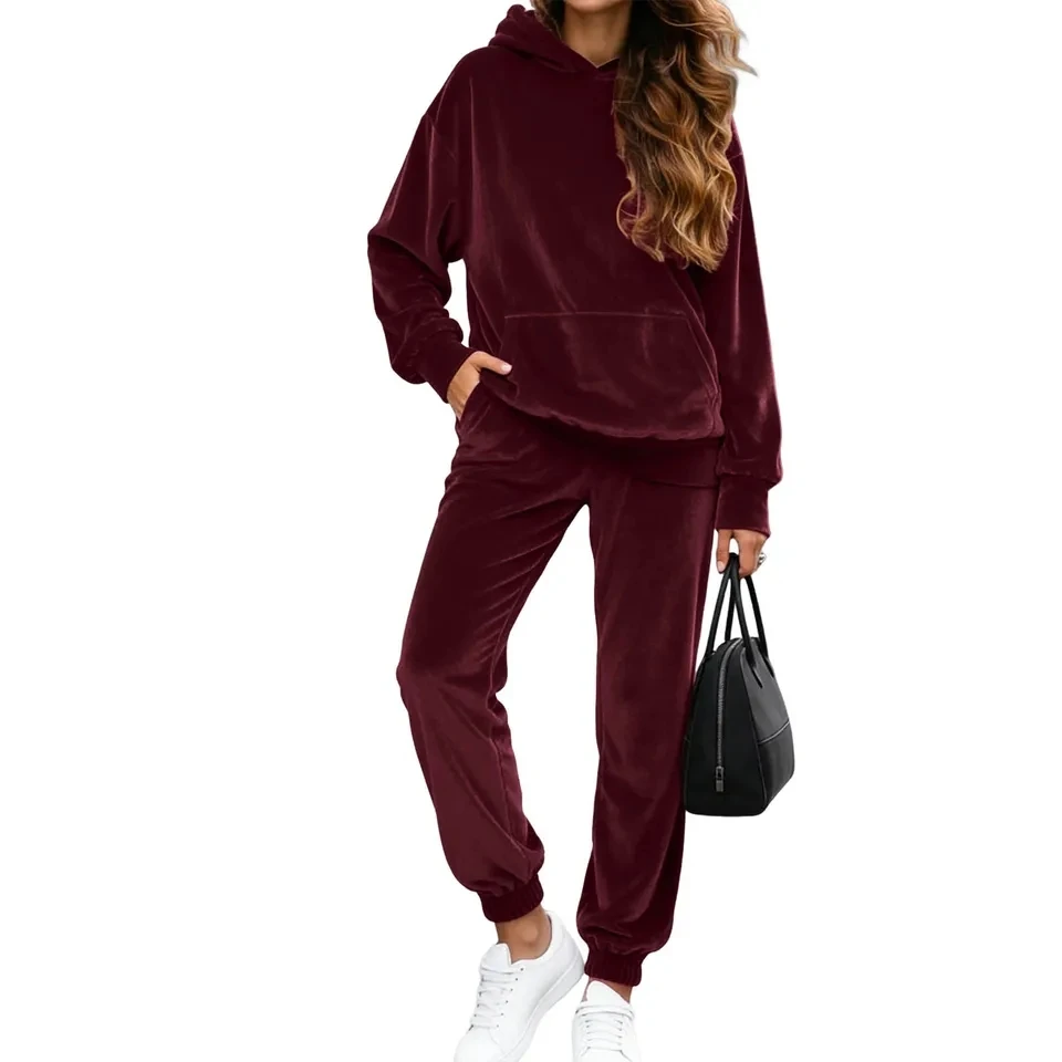 

Velvet Tracksuit Women Two Piece Set Sportswear 2026 Spring New Hoodies And Pants Sports Suit Harajuku Streetwear Jogger Outfit