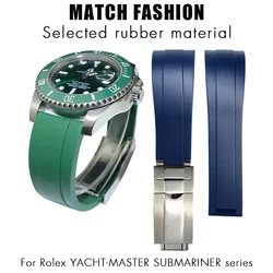 20mm 21mm Rubber Silicone Watchband for Rolex Yacht Master Submariner OYSTERFLEX Daytona 18mm 19mm Blue Black Green Watch Strap