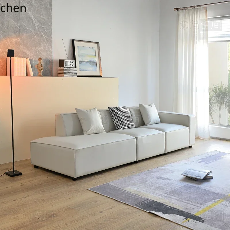 

DSA minimalist cloth sofa tofu block straight row three-person small apartment living room sofa home decor
