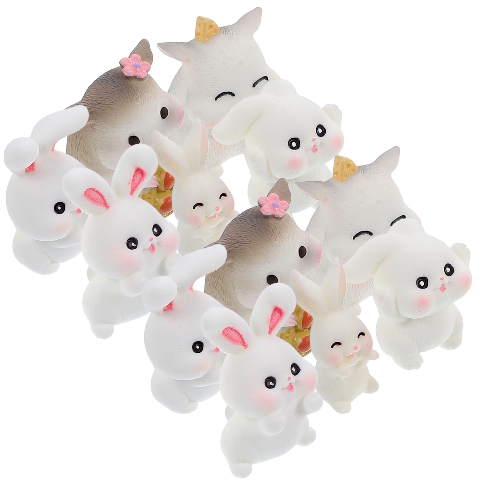 

12 Pcs Rabbit Fireplace Ornaments Miniature Fairy Garden Bunny Statue Animal Bonsai Decor Accessories