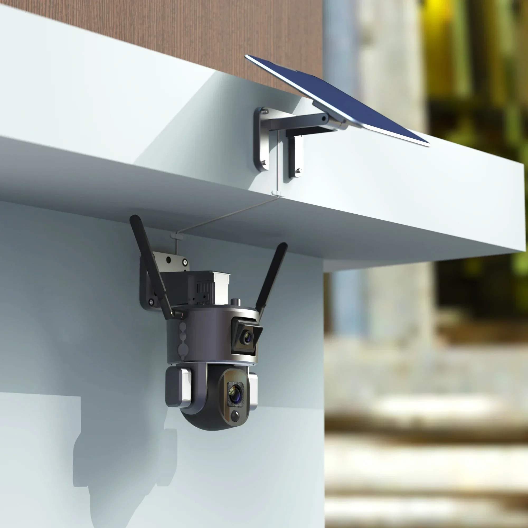 4K Dual Lens Two Way Audio Floodlight 4X 10X Zoom Battery Powered Human Tracking 4G Network Y5 Solar PTZ Camera 8MP