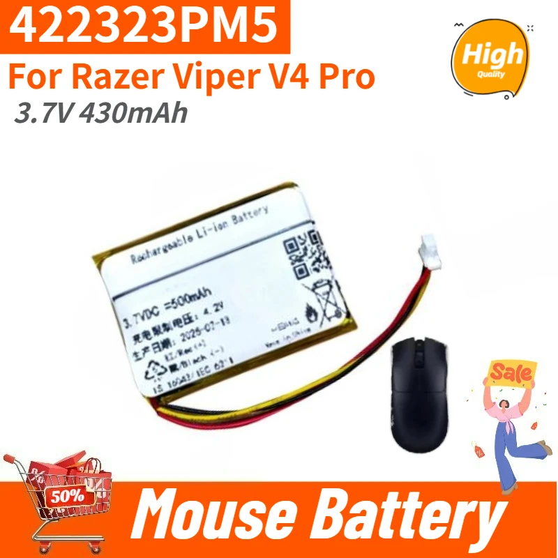 

422323PM5 High Quality Mouse Battery 3.7V 430mAh For Razer Viper V4 Pro Brand New Replacement Battery