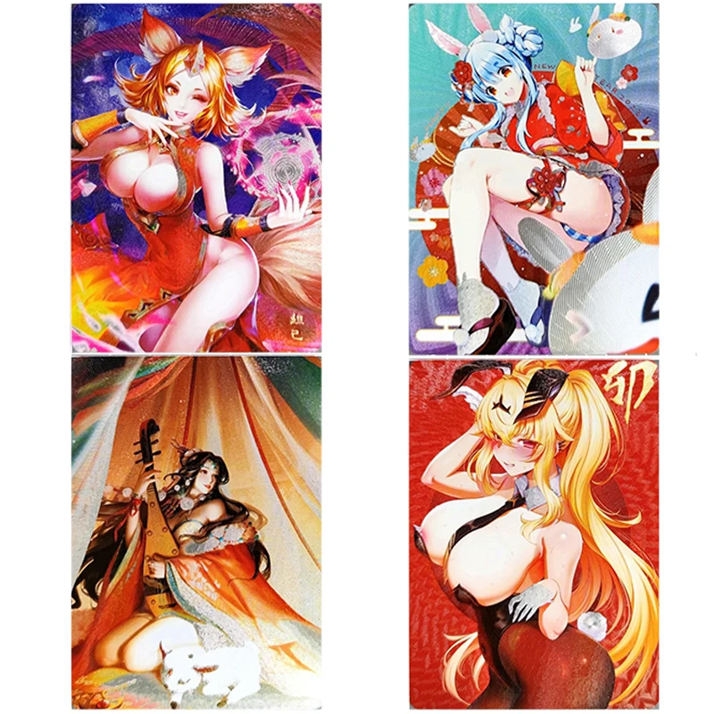 1Pcs/set Sexy Anime Girl Flash Card Daji Wang Zhaojun Ganyu Celebration Rabbit Miku Game Collection Cards Toy Birthday Xmas Gift