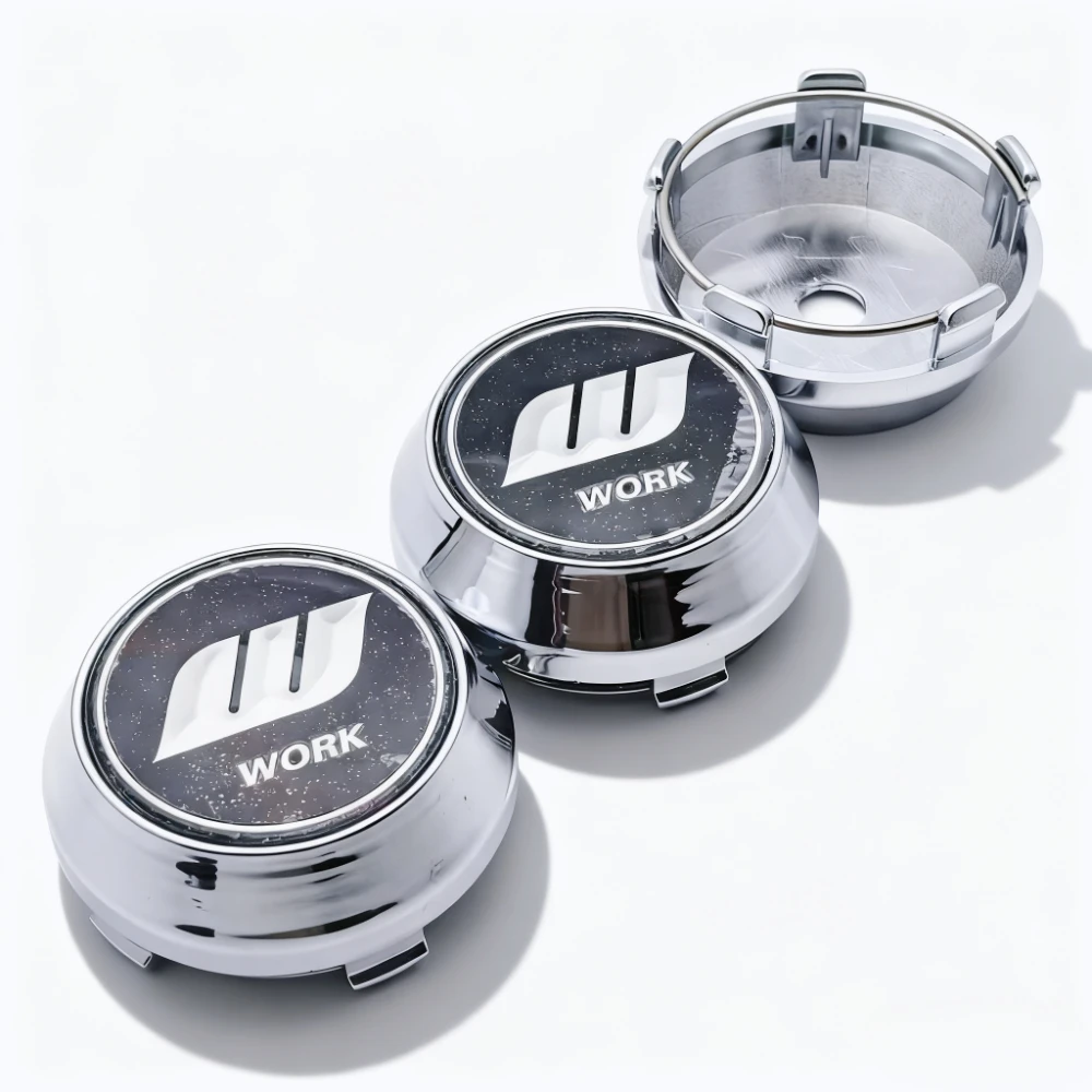 4 stücke JDM W Arbeit Logo Emblem Auto Rad Mitte Kappen 60 MM 56 MM Räder Nabe Hohe Kappe Felge radkappen Staub Abdeckung Ersetzen Auto Zubehör
