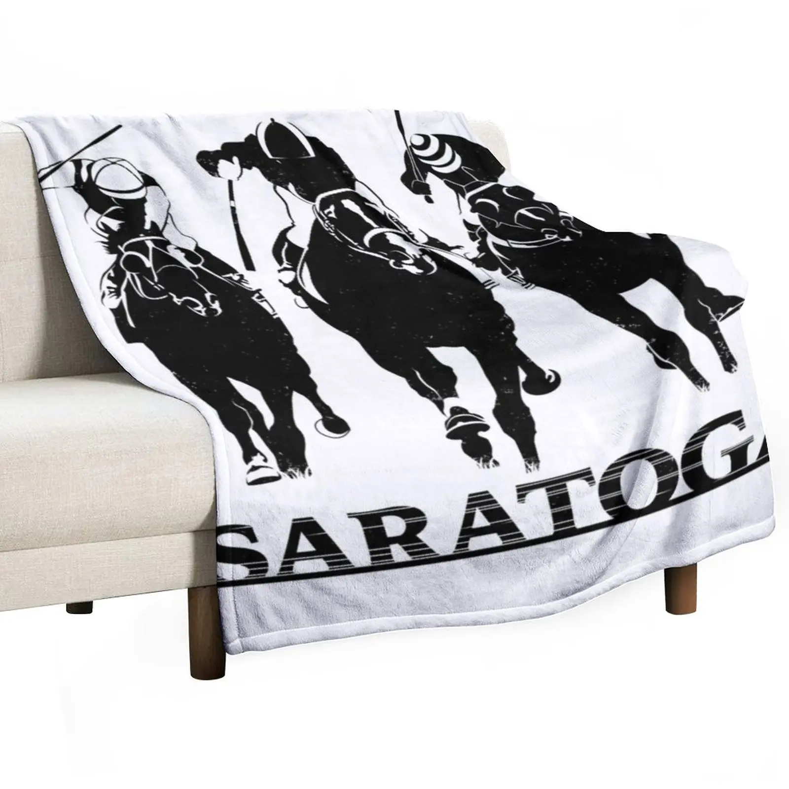 بطانية رمي الخيول من ساراتوجا، أرائك مزخرفة منقوشة، بطانيات هدايا عيد الميلاد #1