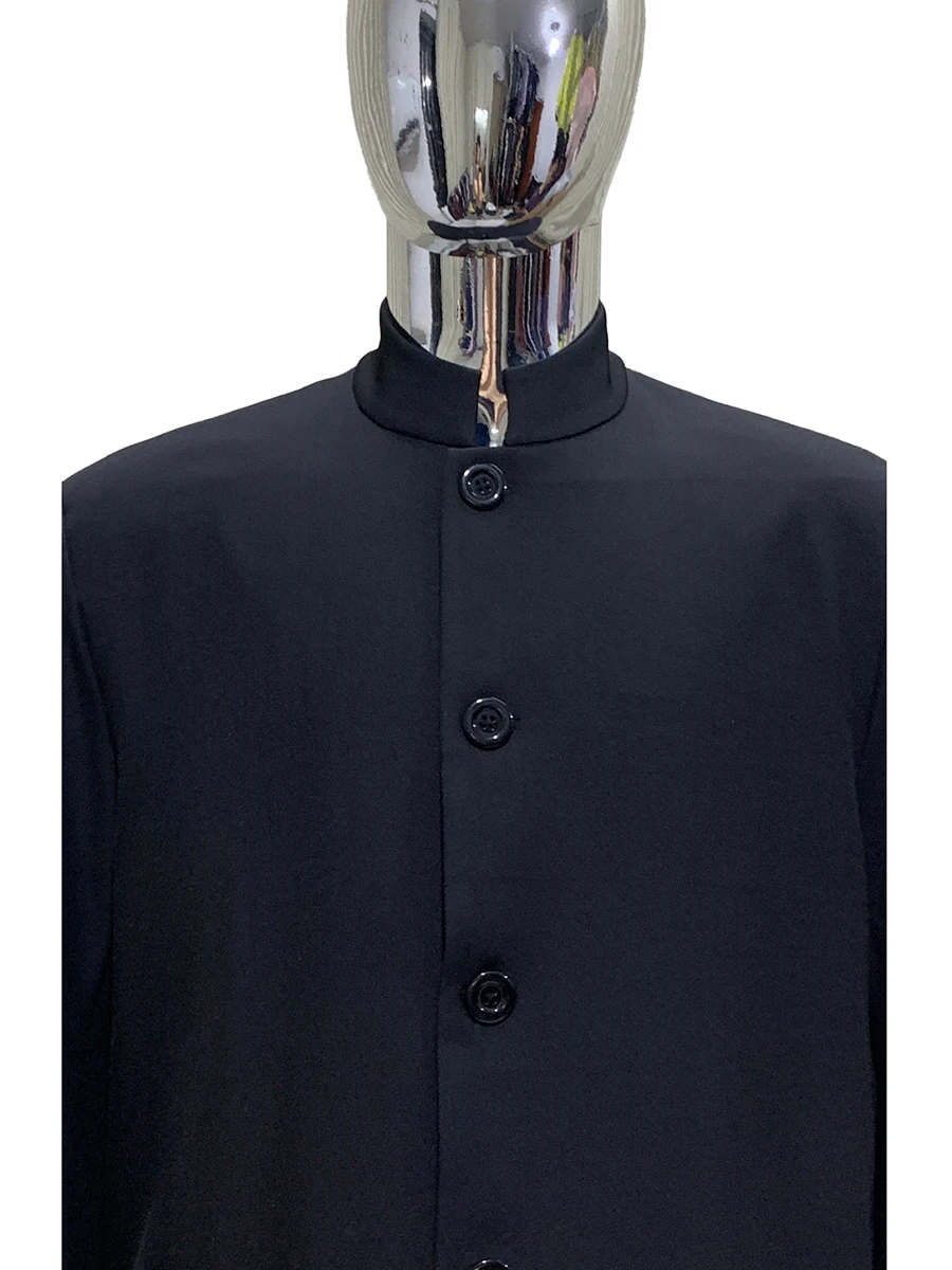 

Весенне-осенние черные пиджаки для мужчин с воротником-стойкой, элегантный шикарный стильный роскошный дизайнерский модный костюм в китайском стиле 2025 пиджак мужской