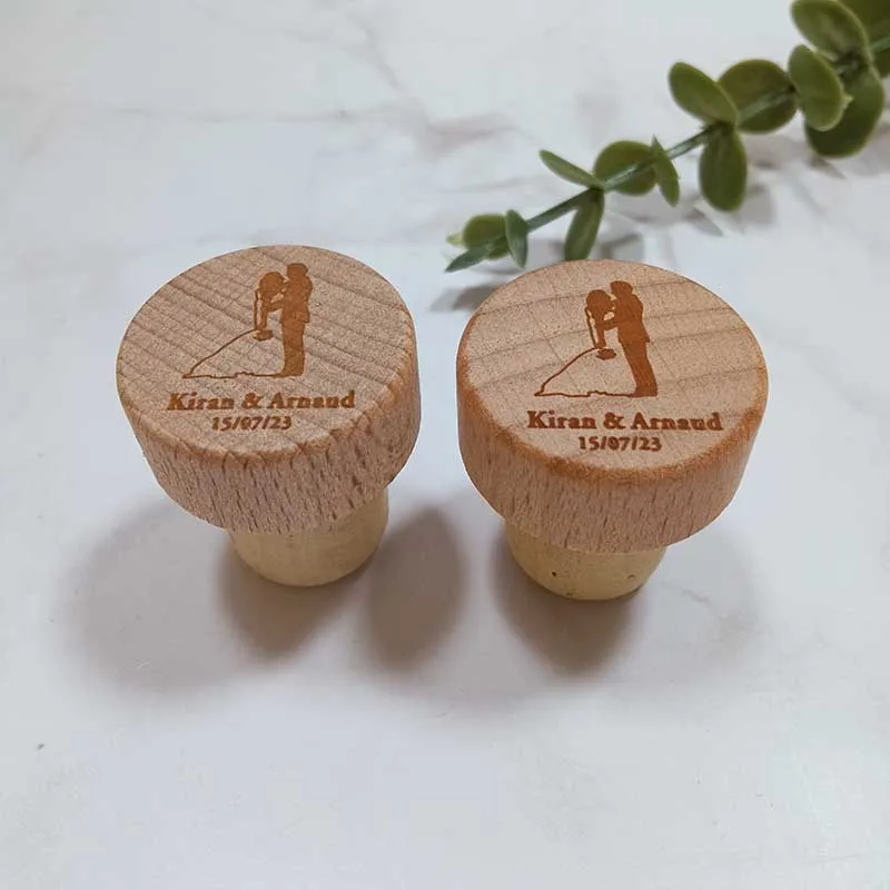 Personalized Wooden Cork Bride Groom Wine Bottle Stopper Wedding Supplies Romantic Wedding Decoration Bride To Be Party Gifts