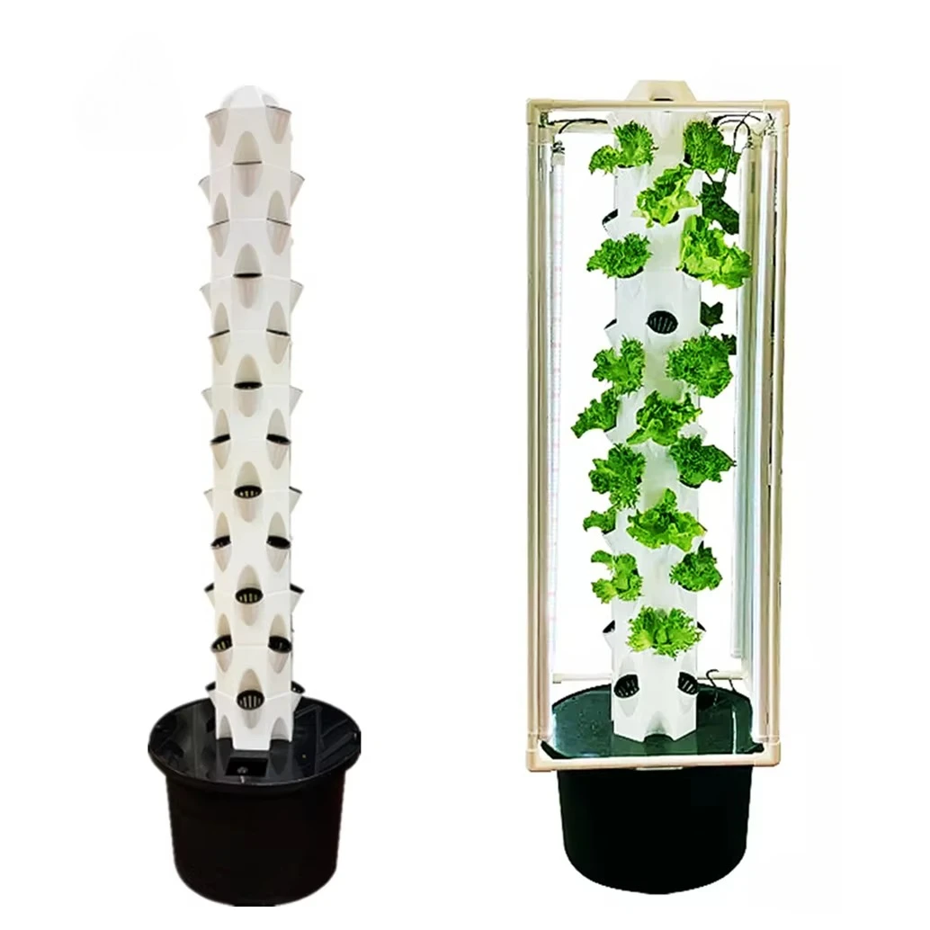 

Petal Hydroponic Tower Food Grade PP Automatic Watering Tower Indoor Hydroponics Garden Equipment With Led Lights and Wheels