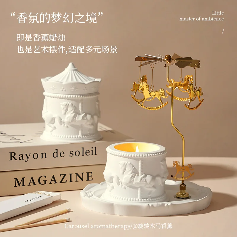 Hochwertige Aromatherapie-Duftkerze im Karussell-Design für Frauen, Geburtstagsgeschenk, Heimdekoration, Duft-Souvenir