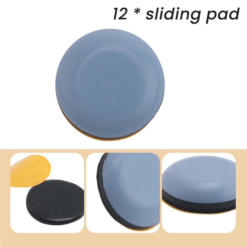 A68M-12Pcs Kitchen Appliance Sliders For Counter, Adhesive Caddy Sliding Tray Compatible With Most Coffee Makers, Air Fryers