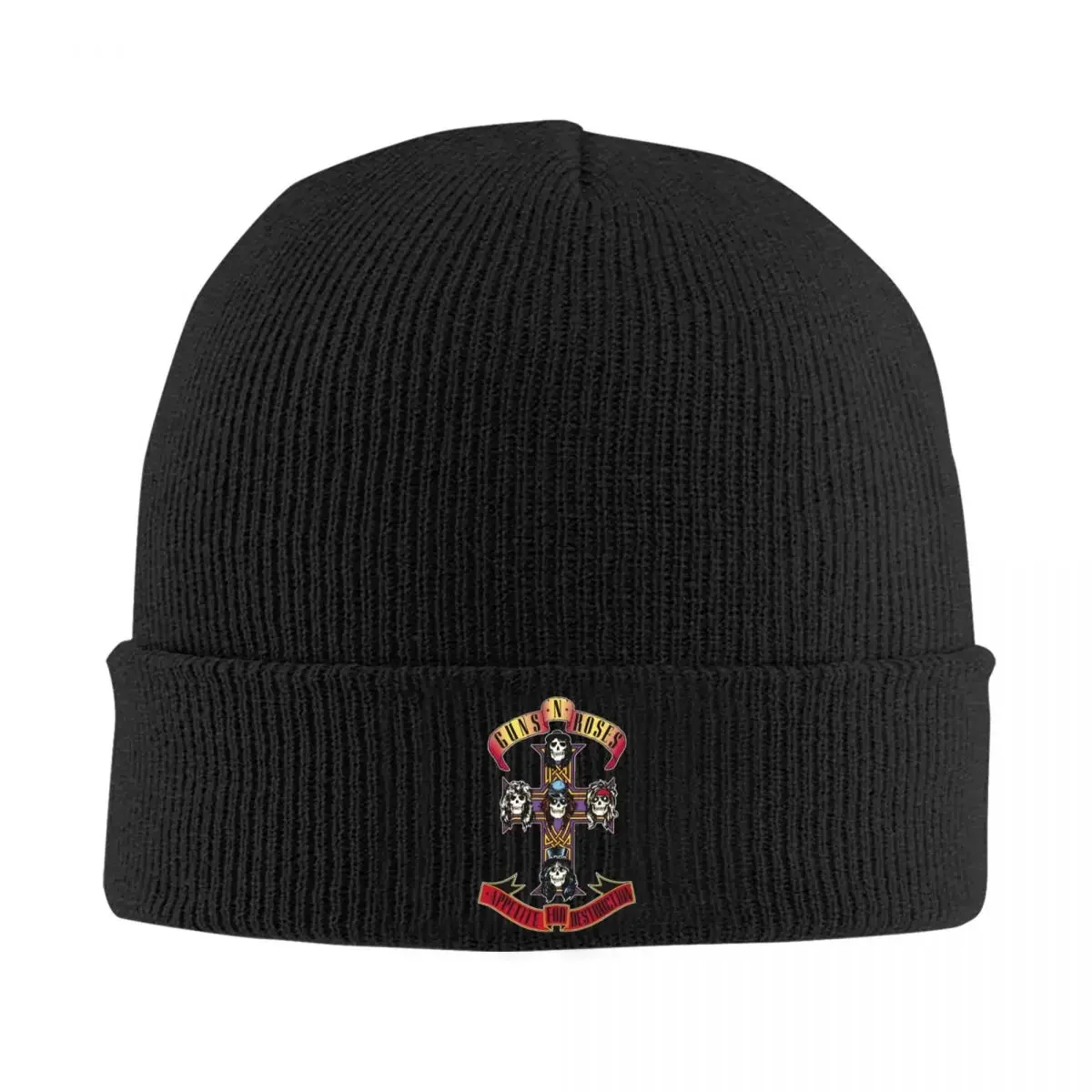 Guns N Roses GNR Logo Knitted Hat for Women Men Beanie Winter Hat Acrylic Steampunk Music Warm Melon Cap