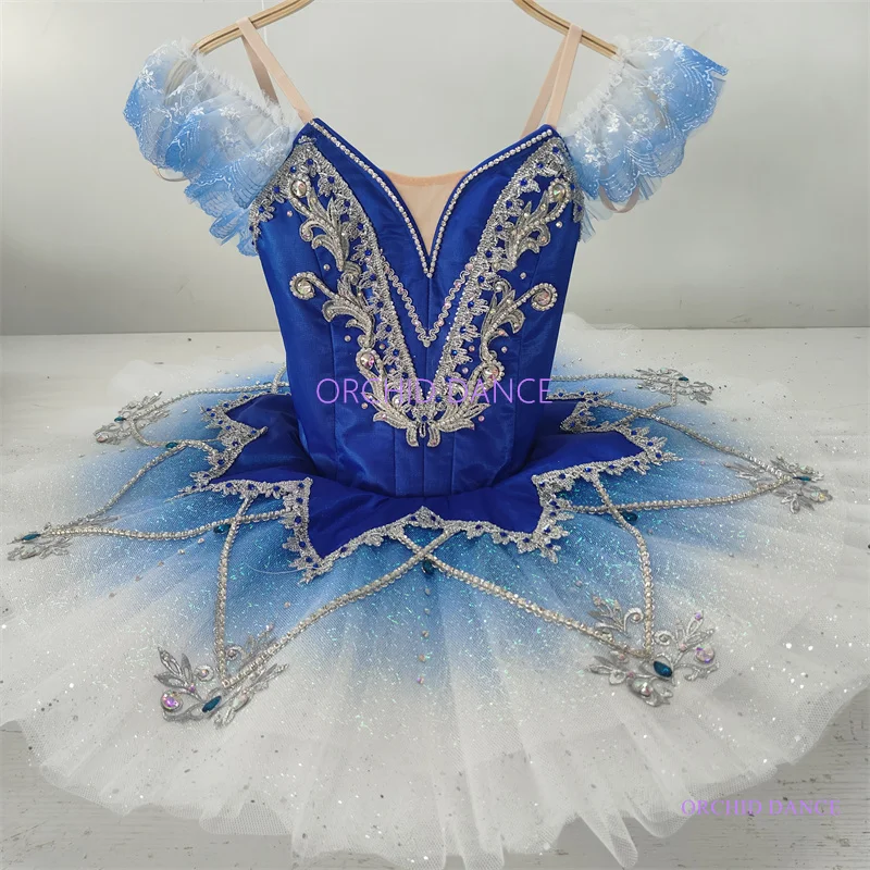 

hot selling high quality Unique Design Kids Girls Children Women Adult Performance Wear blue Ballet with diamond-embedded
