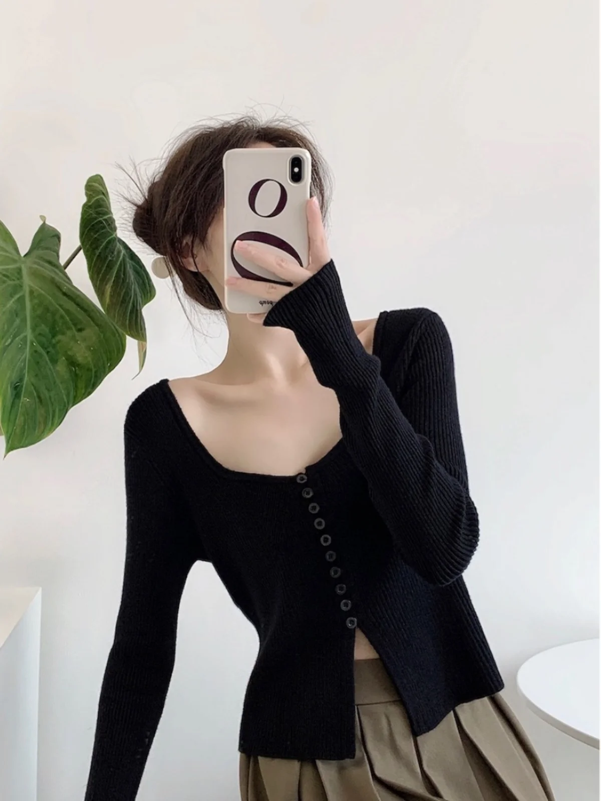 

FlowGaga Весенний трикотаж U-Ne Slim Fit с эффектом пупка Эластичный внутренний топ Женский повседневный топ Long Sve