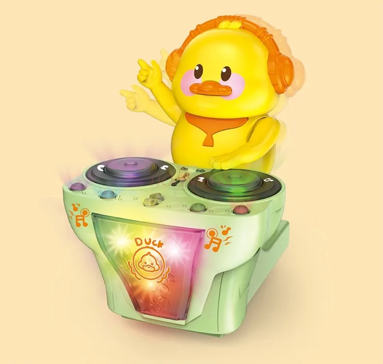 Playing Disc Little Yellow Duck Electric DJ Swinging Dance Duck Baby Toy 0-1 Years Old