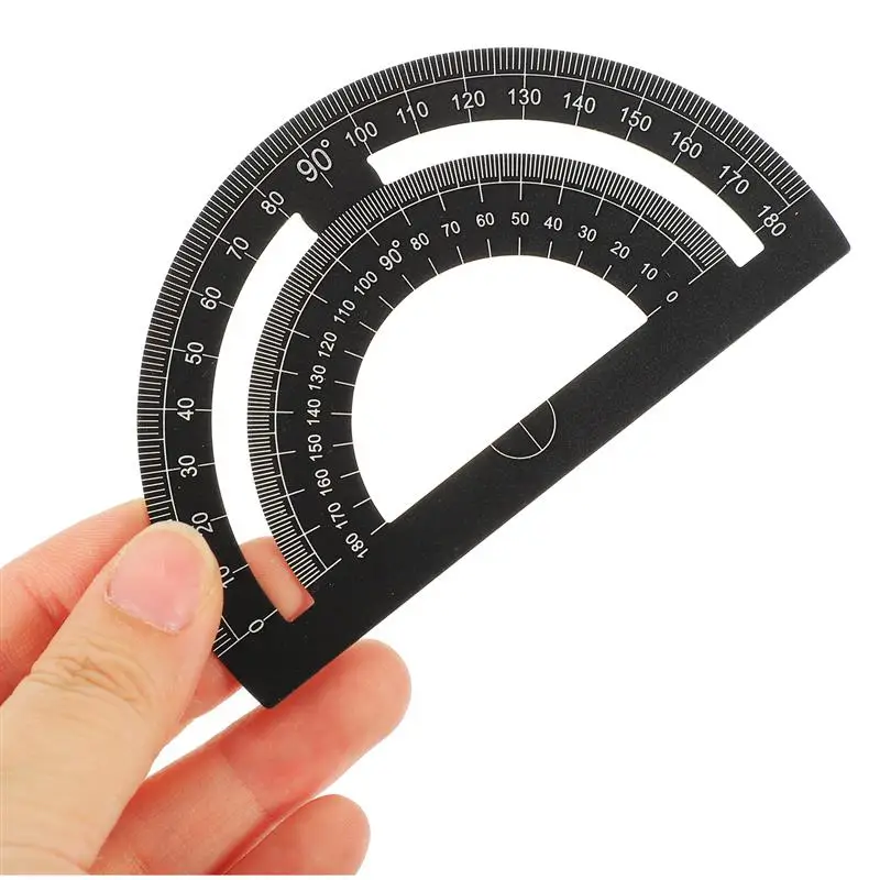 4PCS DIY Metal Ruler Stationery Set Sturdy Office Ruler Triangular Plate Protractor Testing Ruler for Pupils Students Black