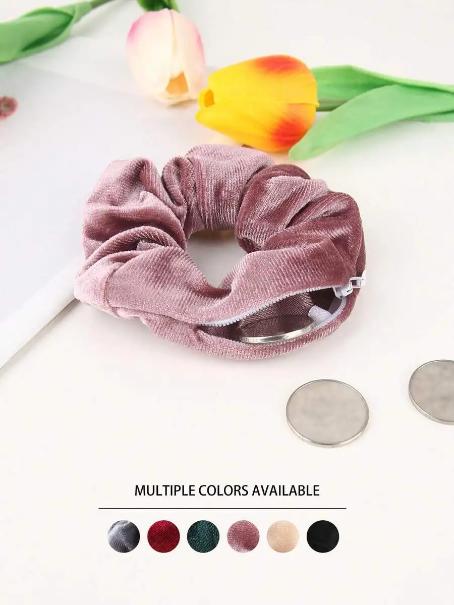 Velvet Zipper Coin Purse and Scrunchie Set