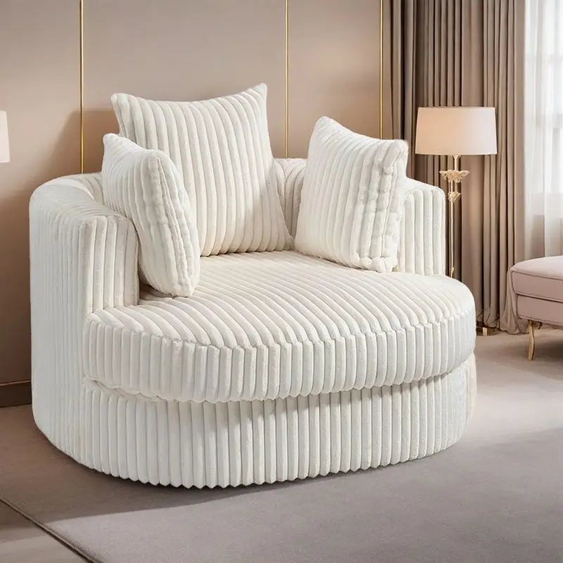 

Light luxury bedroom living room single thick strip simple cloth sofa corduroy princess wind cream wind Internet celebrity lazy