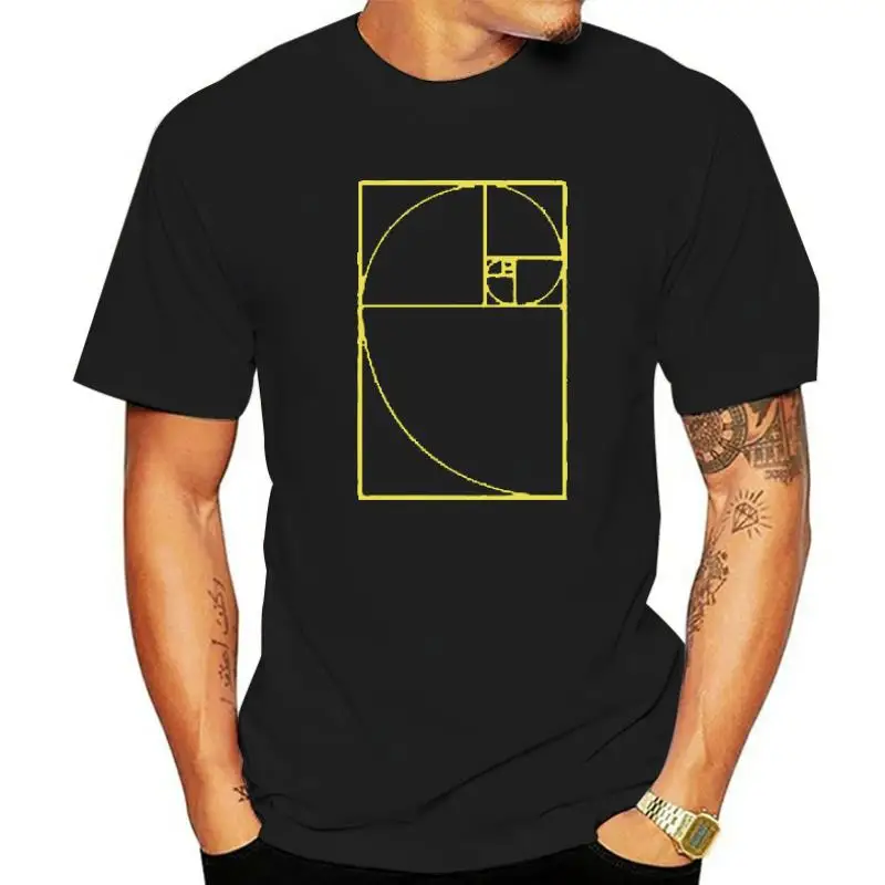 Fibonacci Spiral T Shirt Golden Ratio Spiral Geometry T-Shirt Cotton Eu Size Unisex Short Sleeve Loose Tops Tee