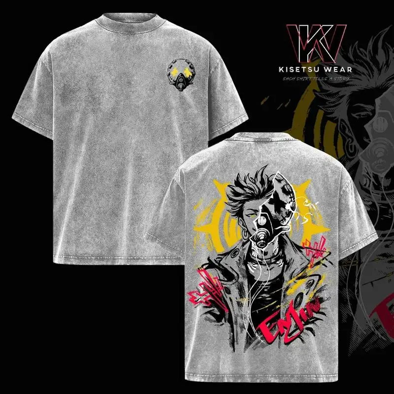 Enjin GACHIAKUTA T Shirt Men Women Tshirt Washed Cotton T-shirt Clothing Summer Short Sleeve Oversized Tees Harajuku Streetwear