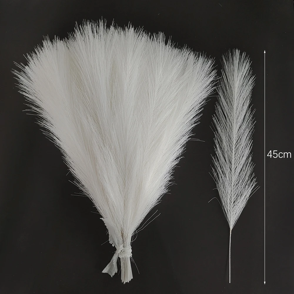 10pcs Artificial Pampas Grass Fluffy Reed Fake Plant for Birthday Wedding Home Party Vase Decoration Flower Bouquets DIY Crafts