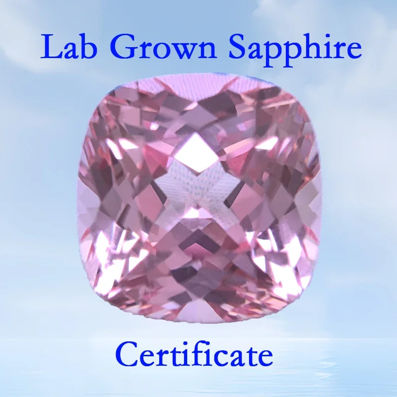 

Lab Grown Sapphire Sunrise Pink Color VVS1 Square Cushion Shape Charms Beads for DIY Jewelry Making Selectable AGL Certificate