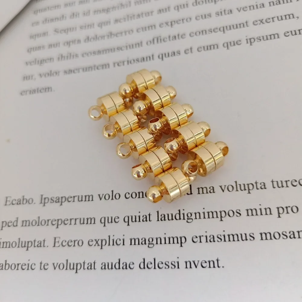 

14K Gold-plated Strong Cylindrical Magnetic Clasp Bracelet Necklace, Iron Suction Clasp DIY Handmade Jewelry Accessory 6mm