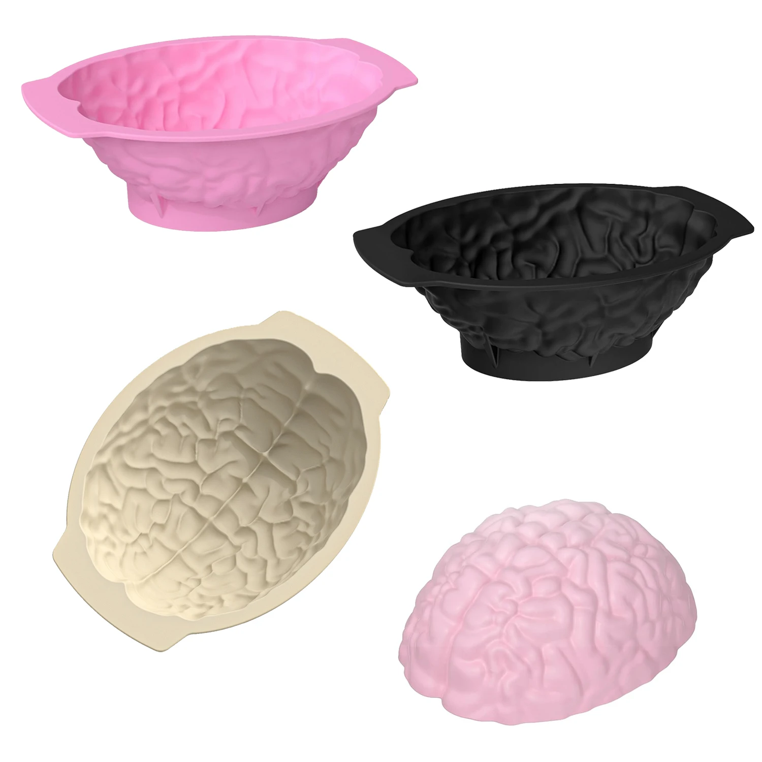3D Brain Cake Mold Silicone Halloween Brain Cake Mold Halloween Baking Pan with Mold Humans Brain Cake Epoxy Resin Cake Decor