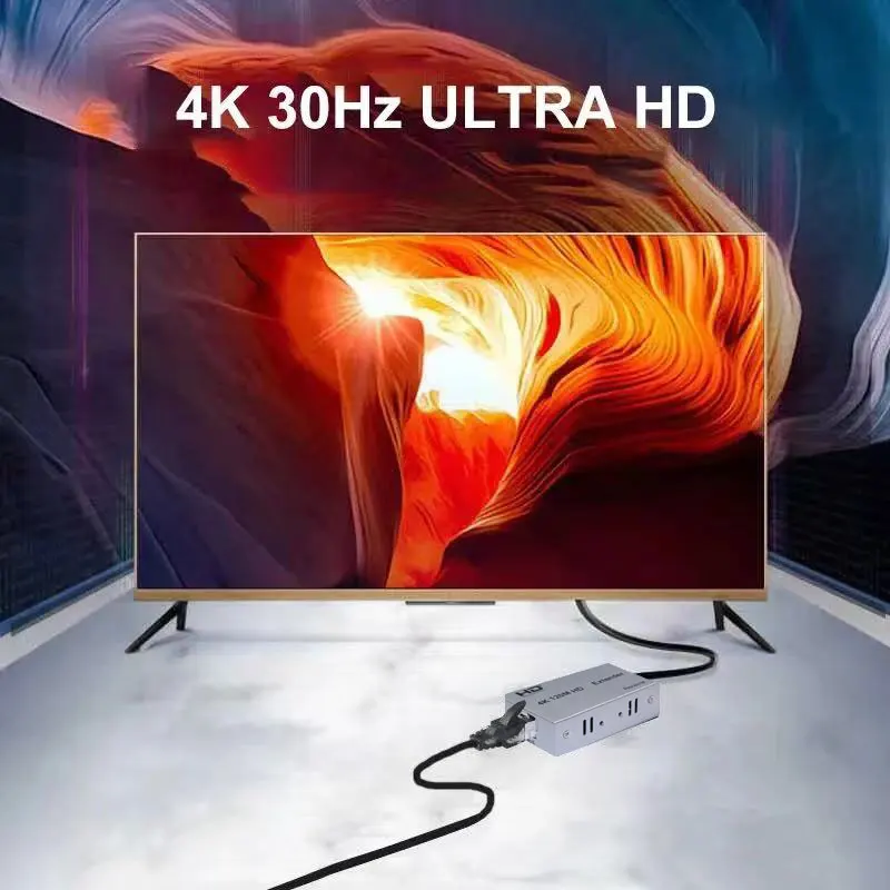 4k 120m extensor via cat5e cat6 rj45 ethernet cable conversor de vídeo vs 1080p cabo transmissor receptor para hdmi-compatível
