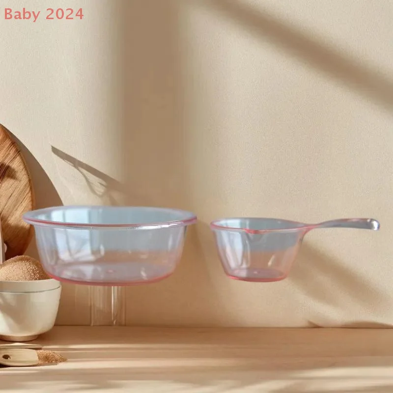 Kitchen Playset ของเล่นสําหรับบ้านตุ๊กตา - 1/6 1/12 Miniature อ่างล้างหน้าพลาสติกและชุดตักน้ํา
