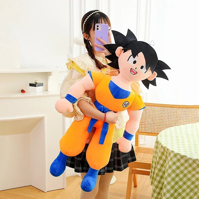 90cm Anime Dragon Ball Son Goku Plush Toy Super Saiyan Kakarotto Soft Stuffed Plushies Doll Large Size Pillow Kids Birthday Gift