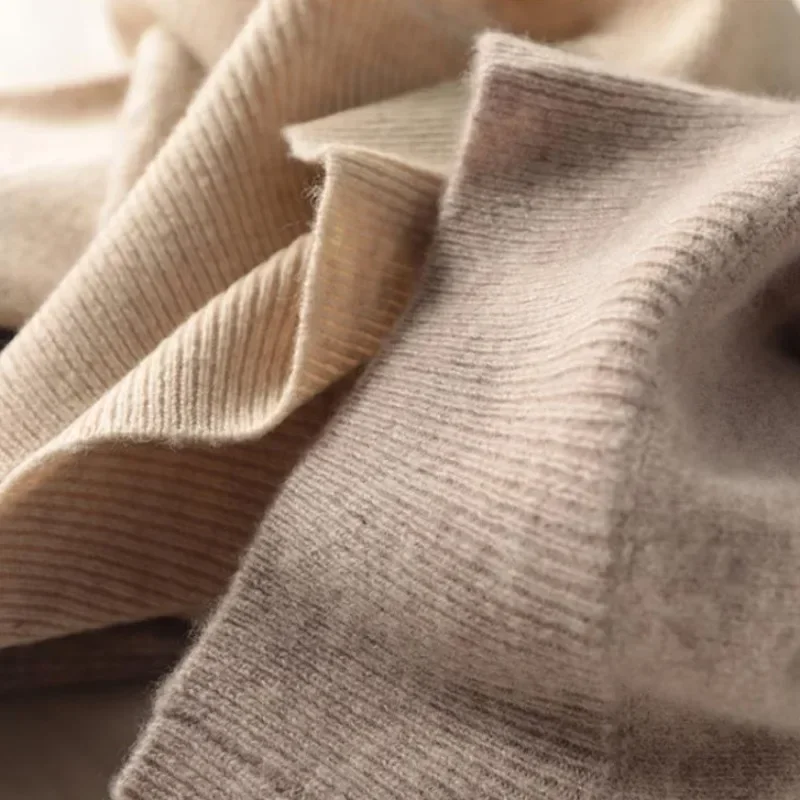 سترة نسائية سميكة ودافئة بياقة مدورة فضفاضة تناسب بلون سادة وطبقة أساسية بلوفرات 2025 بأكمام طويلة سترة محبوكة للخريف والشتاء