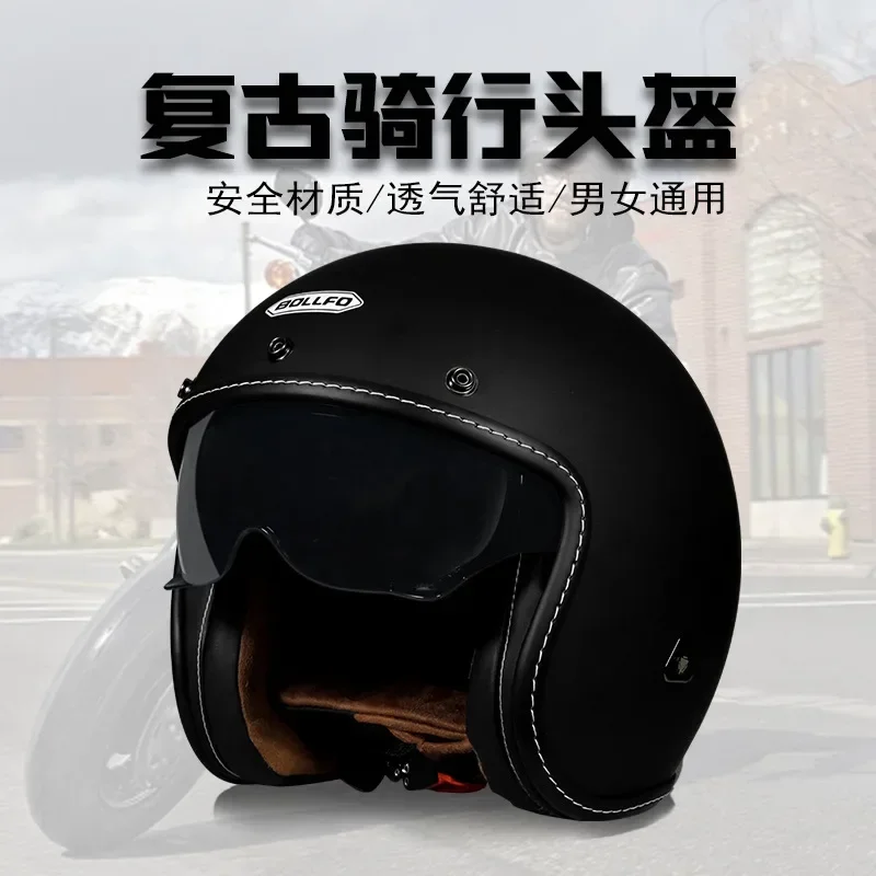 Retro Moto Motorcycle Helmet Women's Three Quarters Male and Female American Half Helmet hot seller motocross BOLLFO