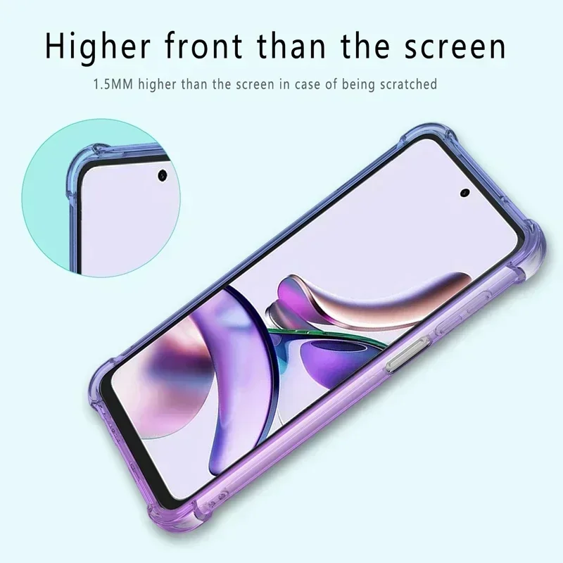 Shockproof Gradient Airbag TPU Case for Motorola Moto G14 G54 G84 G53 G73 G13 G23 G72 G52 G32 G22  Protective Cover Fundas Coque