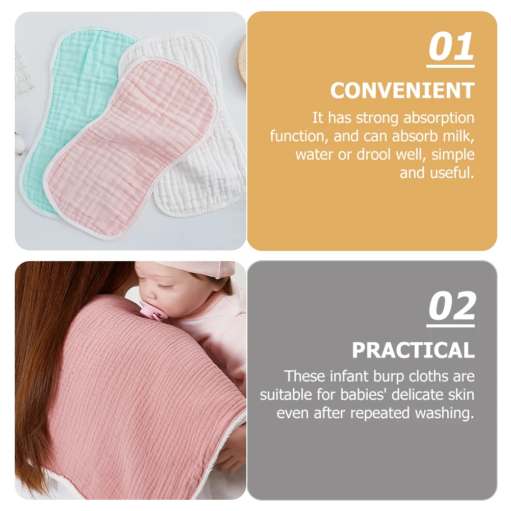 

5pcs Baby Burp Cloths Newborn Toddler Shoulder Pads Infant Feeding Absorbent Drool Baby Cotton Burp Cloths Bibs Saliva Guards