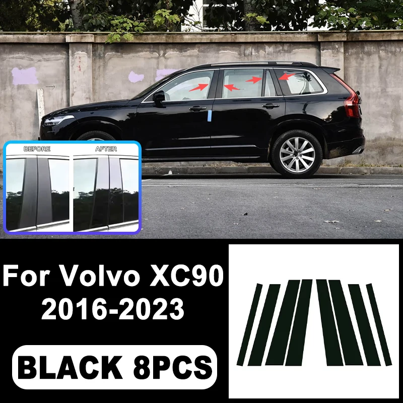 

For Volvo XC90 2016-2023 B/C Pillar Stickers - PC Window Decorative Trim for Middle Pillar,Car Exterior Accessories 2017 2018